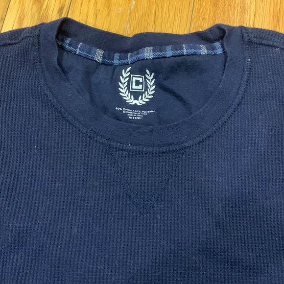 Chaps Blue Mens Waffle Knit Long Sleeve Top, Size Medium - Picture 3 of 5